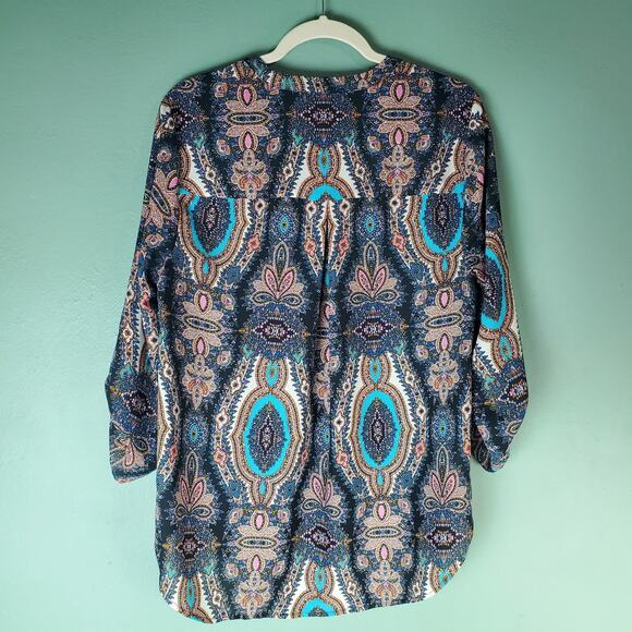 Gibson Latimer Womens Multicolor Print Blouse Top Size Large - Picture 2 of 7
